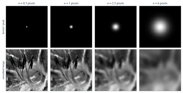 Gaussian smoothing of an image