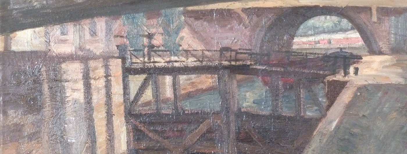 A bridge and the Seine, painted by Louis Peyré
