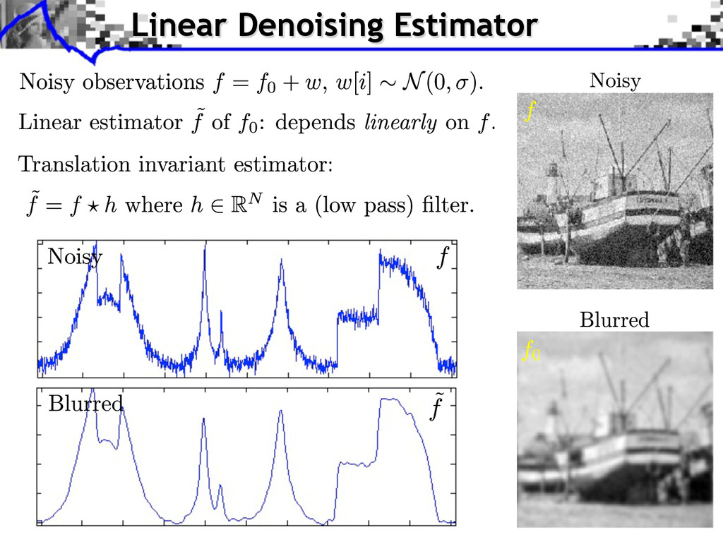 Noisy and filtered signals and boat images